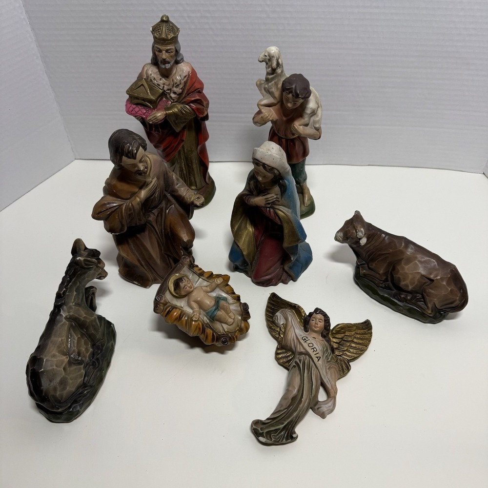Vintage Nativity Set Large‎ Made In Japan Christmas Christ MCM Jesus Religious
